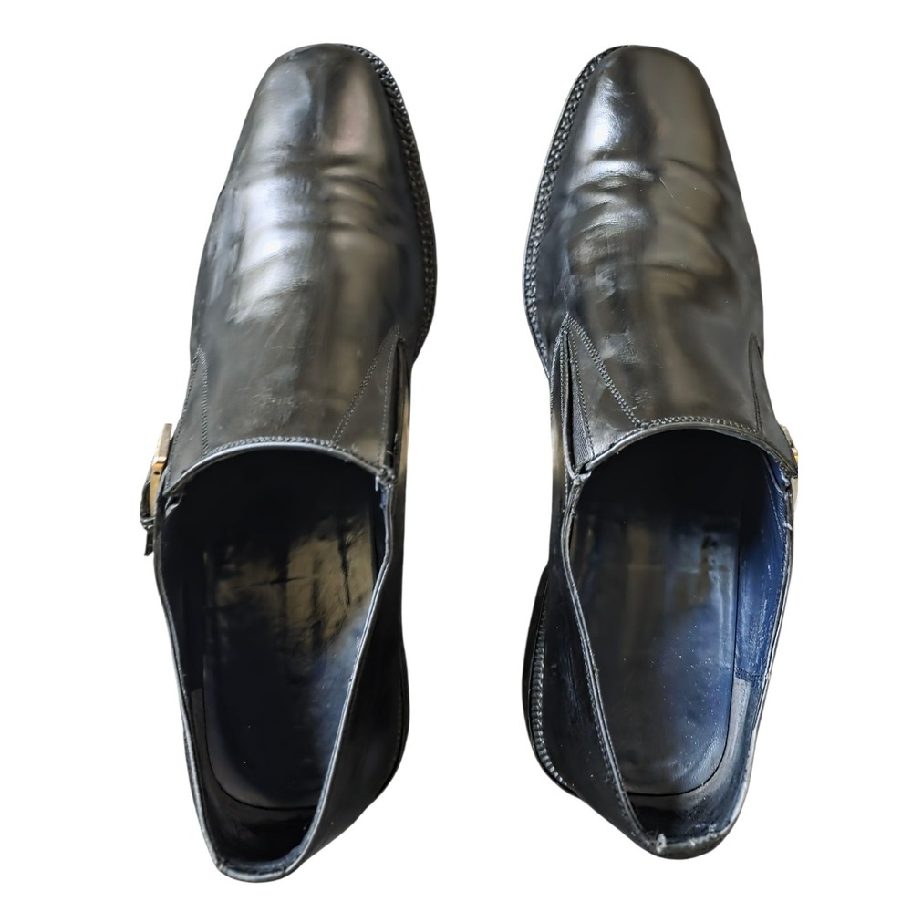 Salvatore Ferragamo Single Monk Strap Dress shoes Men's 12D Black - Picture 10 of 11